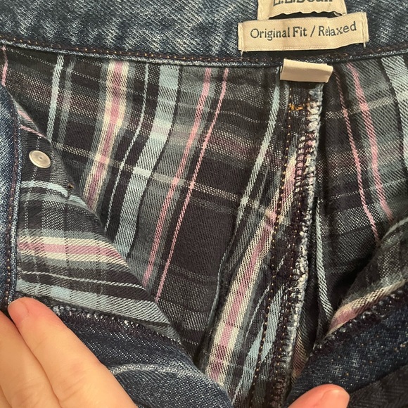 LL Bean Jeans Womens 10P Petite 10 Flannel Lined Original Fit HIgh Rise Mom - Picture 3 of 4